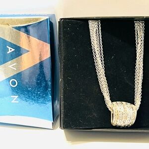 Avon Multi-Strand Silver Necklace with Crystal Details